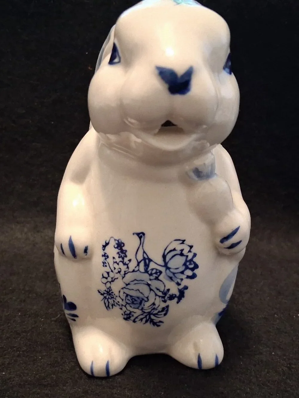 Vintage Delft Blue & White Bunny Rabbit Creamer Figurine w/Dutch Windmill Image - Picture 2 of 10